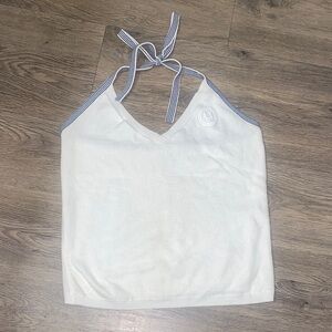 ARMANI EXCHANGE Halter Top with Blue Stripe Straps